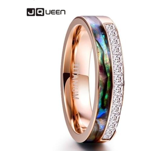 Stainless Steel Ring For Men Lovers Jewelry Vintage Wedding Bands Rings For Men Women 6mm Rose Gold Shells White Square Zircon