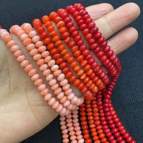 Red Coral Beads Abacus Beads Synthetic Coral Necklace Handicraft Jewelry Making Bracelet Charm Earrings Accessories Wholesale