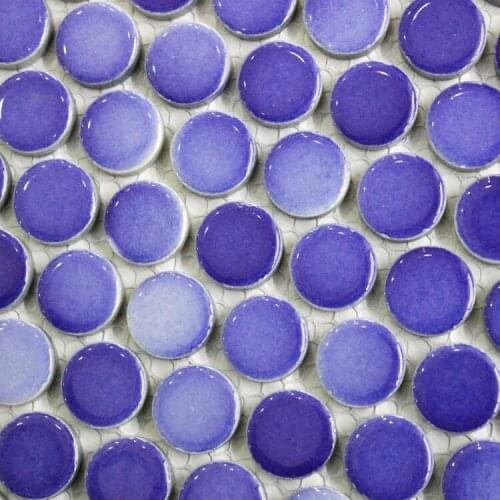 Round blue color ceramic mosaic tiles for bathroom shower tile floor tile in mosaic kitchen backsplash hallway fireplace