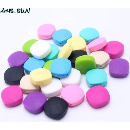 MHS.SUN Square nubbly shape teething silicone beads loose mixed colorful 100% food grade chunky silicone beads for baby chewing