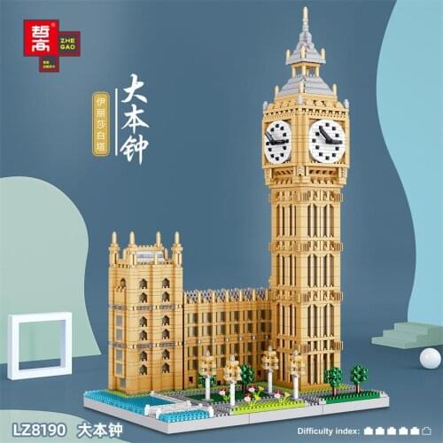LEZI Mini Blocks World Creative Architecture London Elizabeth Building Big Ben Micro Bricks Toy for Kids Gift Children Present
