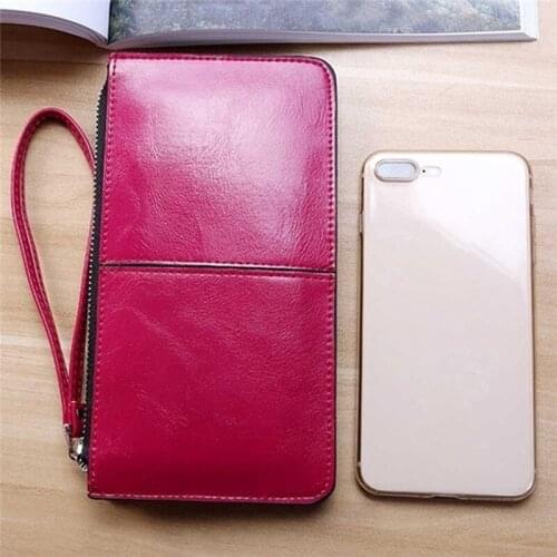 Fashion Female Long Wallet Ladies Clutch Zipper Purse Coin Card Holders PU Leather Phone Pocket Wristband Wallets
