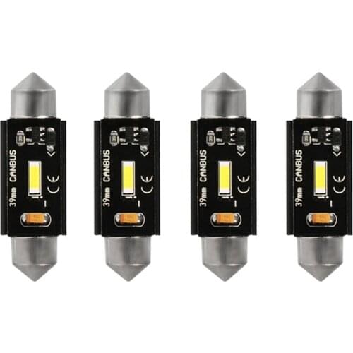 NHAUTP 4Pcs Festoon CSP C5W LED Canbus Bulbs No Error 31mm 36mm 39mm 41m Car Dome /Reading/ License Plate Lights Pure White