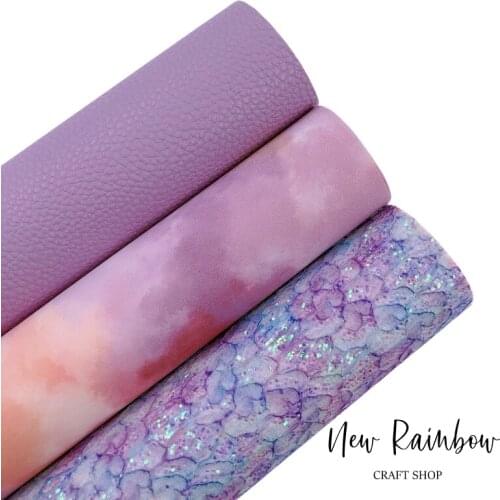 New Rainbow 30x22cm/A4 3pcs/Lot Coffee Time 1.0mm Pringted Nice Litchi Faux Leather, Lace Embossed Leatherette Bow Making Fabric