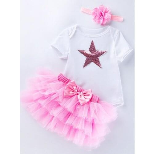 New Girls Baby Clothing Set Roupas Infantil Menina Star Appliques Baby Clothes Tutu Skirt Summer Kids Romper Suits Bebes Garcon