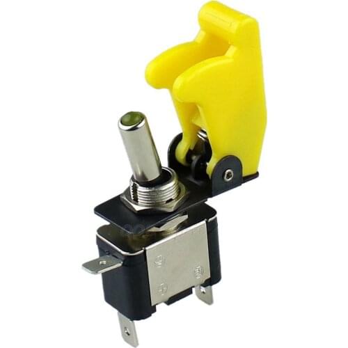 New Flip Up Cover 12V 20A Illuminated Dark Yllow LED Toggle Switch Control ON/OFF + Aircraft Missile Style