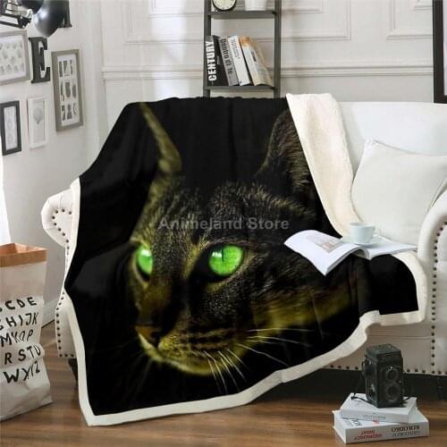 Animal Cat Blanket Lovely 3D Print Fleece Blankets For Beds Home Textiles Luxury Adult Gift Warm Bedspread Soft Winter Decor
