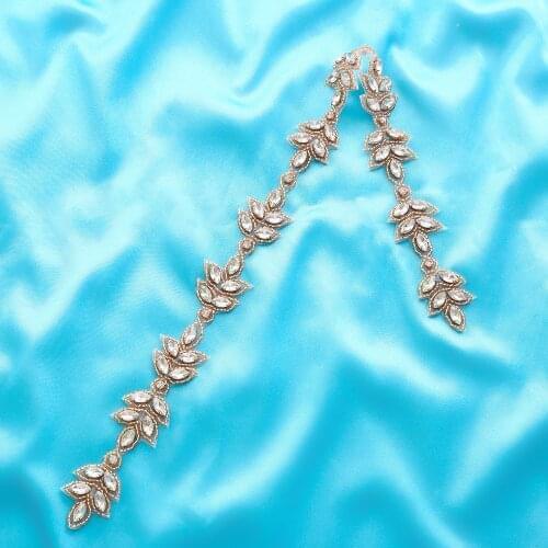 Wholesale Gold Handmade Applique Wedding Dresses Crystal DIY Garment Bridal Silver Beaded Rhinestone Pearl Wide Accessories S180