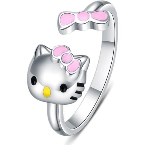Kt cat alloy open ring female Japanese and Korean version of sweet and cute ring jewelry
