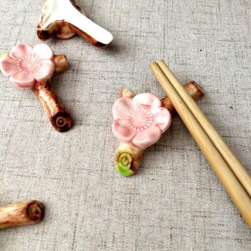 Tableware Rests Sushi Japanese Style Cherry Blossom Chopstick Rest Decorative Chop Sticks Holder Rackceramic