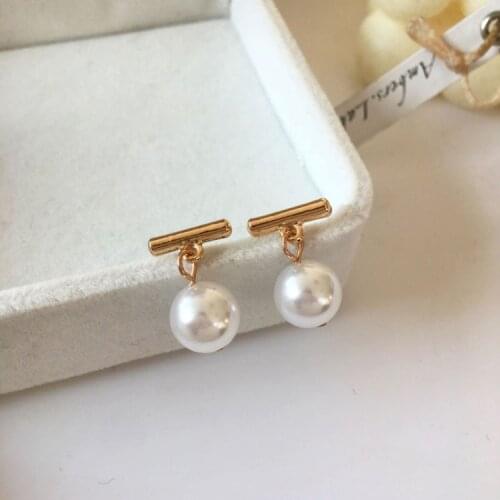 Simple Simulated-pearls Pendant Fashion Drop Earrings Korean Style Earrings Wholesale