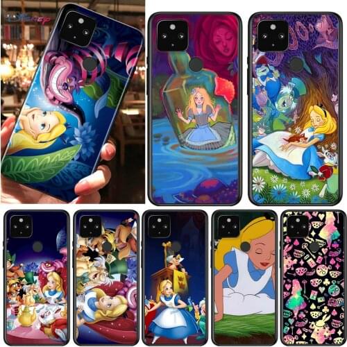 Disney Alice in Wonderland Shockproof Cover for Google Pixel 5 4 4A XL 5G Black Phone Case Shell Soft Fundas Coque Capa
