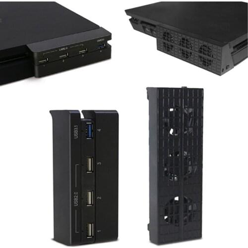 PS4 Slim Cooler Pad Cooling with USB External 3-Fan Super Turbo HUB 4 USB Ports Cable Adapter For Playstation 4 Slim Console