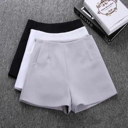 Casual Women Straight Shorts High Waist Pockets Solid Color Suit Shorts Short Pants for Office