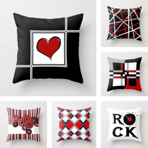 Nordic Instagram Style Red Black White Tricolor Pillow Cover 16x16in 18x18in 20x20in 24x24in Short Plush Luxury Pillow Case