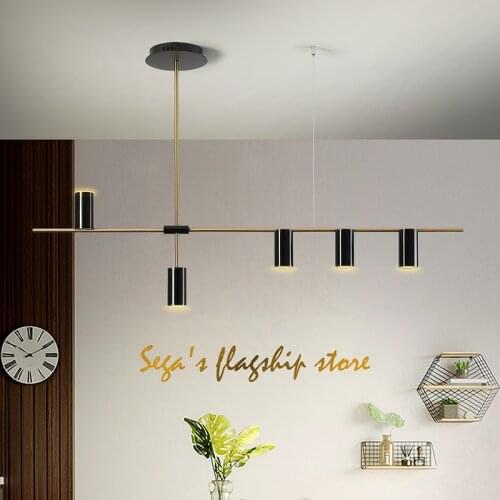 Modern Simple Black/Gold LED Chandelier Nordic long Hanging Light indoor lighting kitchen Bar office Restaurant Pendant Lamp
