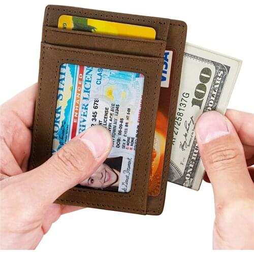Super Slim Soft Wallet Genuine Leather Mini Credit Card Wallet Purse Card Holders Drop Ship Men Wallet Thin Small