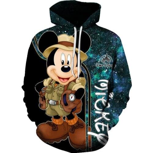 Disney Anime Hoodie Mickey Mouse Dona Jacket 3d Baseball Uniform Pullover Hoodie for Men and Women Oversized Mens Clothing