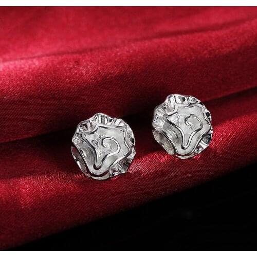 925 Sterling Silver Earrings High Quality Fashion Woman Jewelry Rose flower Ear studs earrings wedding Holiday Gifts