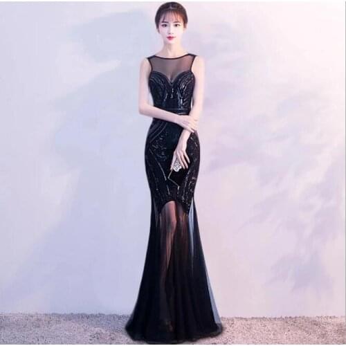 Elegant Beads Sequin Long Party Female Formal Sexy Backless Mermaid Women Cocktail Vestidos De Coctel Coctail Dress 984