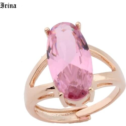 9 Colors Cubic zirconia Egg Shape 585 Rose Gold Color Rings for Women Oval Adjustable Opening Anniversary Party Finger Ring