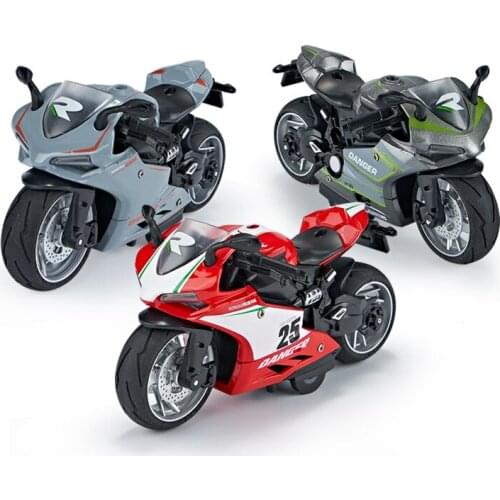 1:12 Motorcycle Die-casting Model Light Music Pull Back Locomotive Office Decoration Toy Car Model