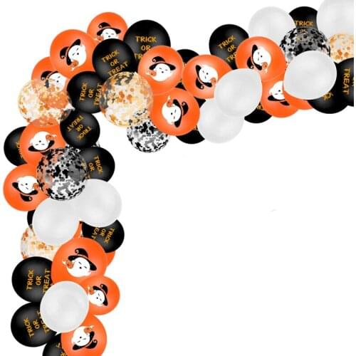 1Set Cartoon Cute Ghost Wizard Trick or Treat Balloons DIY Latex Confetti Ballons Chain Set Happy Halloween Party Home Bar Decor