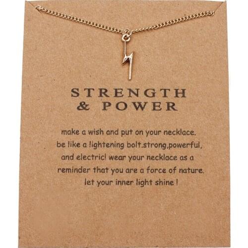 1pc Simple Lightning Alloy Charms Wish Card Choker Collier Necklaces Links Chains Gold Color For Women Statement Jewelry EY457