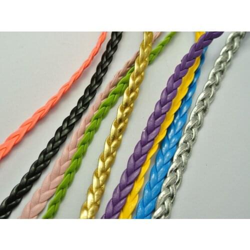 10 Meters Mixed Color Flat Braided Bolo Leatherette String Jewelry Cord Flat Woven 5X1mm