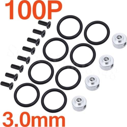 100 Sets 3.0mm Prop Saver Propeller Adapter with Screws Rubber O Rings Electric Brushless Motor Shaft RC Plane Parts