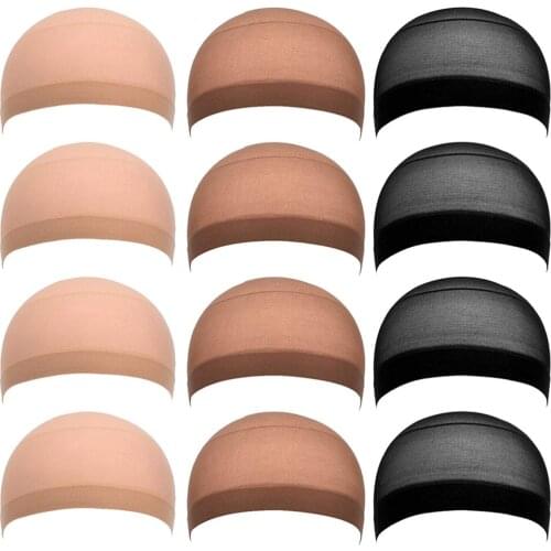 12 Pieces (6 Bags) Deluxe Dream Wig Cap Stretchable Elastic Snood Hair Net Nylon Weave Weaving Caps