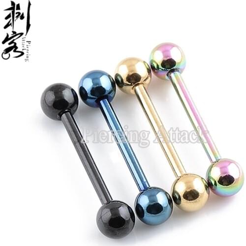 14 GaugeTitanium Anodized Tongue Barbell Stud Earrings 1.6*16*5mm Body Jewelry
