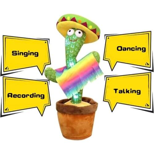 30cm/12inch Mini Interactive Cactus Soft Cotton Stuffed Toy Electric Plush Doll with Recording Songs Playing Novelty Toy