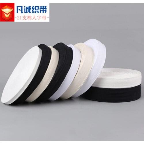 45m/lot Cotton Twill Herringbone Ribbon Off White with Red Blue Line Clothing Accessories Roll Belt Bag Gift Tie