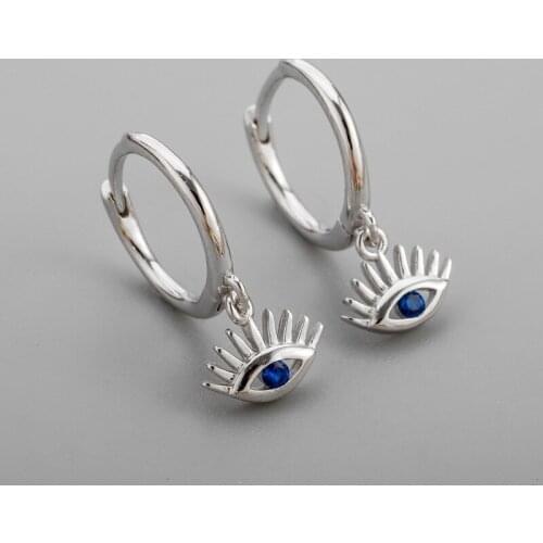 925 Sterling Silver Tassel Eyes Charm Earrings For Women Zircon Charms Simple Ear Jewelry eh1341