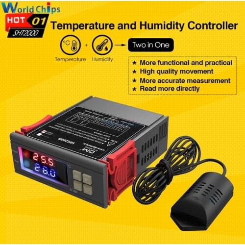 AC 85-230V 10A SHT2000 LED Digital Temperature Humidity Controller Thermoregulator thermostat Hygrometer Control 50/60Hz