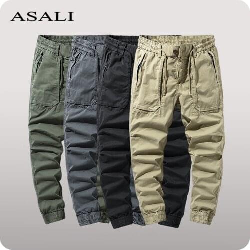 Casual Mens Cargo Pants Streetwear Loose Harem Pants 2021 Fashion Men Trousers Drawstring Sweatpants Cotton Brand Clothing