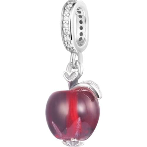 2021 New 925 Sterling Silver Jewelry Murano Glass Red Apple Dangle Charm Beads Women DIY Gift Fit Pandora Bracelets Kralen