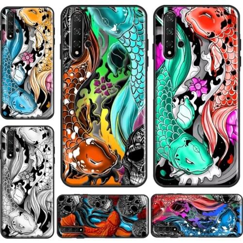 Koi carp fish japanese skull tattoo Case For Huawei Y6 Y7 2019 Nova 5T Funda For Honor 10i 10 Lite 20 Pro 8X 9X 7A 8A Case