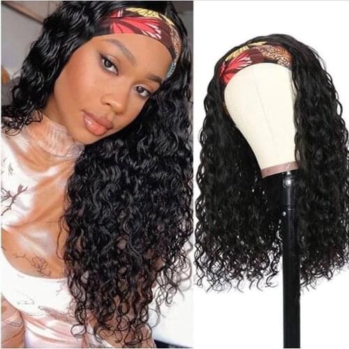 Headband Wig Human Hair Kinky Curly Glueless Full Machine Made Fringe Wig Brazilian Remy Human Hair Wigs For Black Women