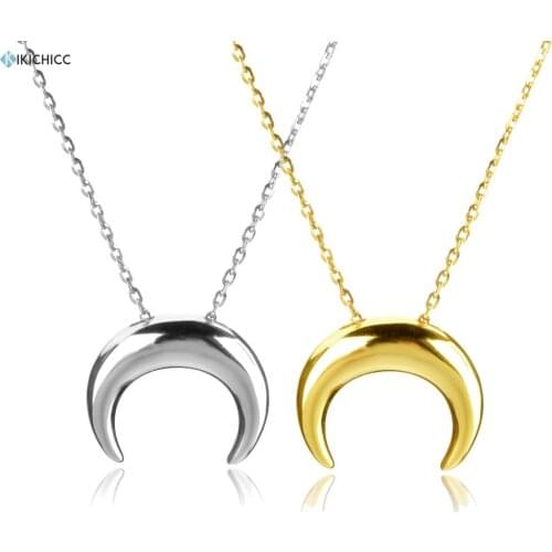 Kikichicc 100% New 925 Sterling Silver Moon Crescent Pendant Necklace New 2020 Rock Punk Crystal Luxury Rock Punk Jewelry