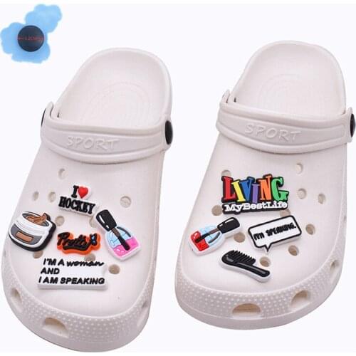 Hot Selling 50PCS Living My Best Life Children Shoes Charms PVC For Kids Shoe Clog Shoes Accessories Party Presents
