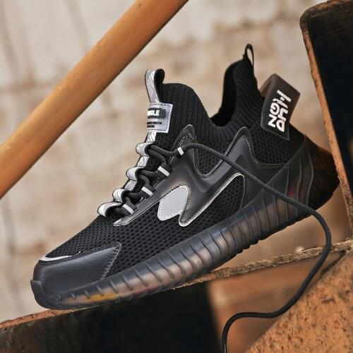 Trendy Men Running Shoes Breathable Mesh Sneakers High Quality Antiskid Damping Jogging Shoes Outdoor Reflective Shoe Zapatillas