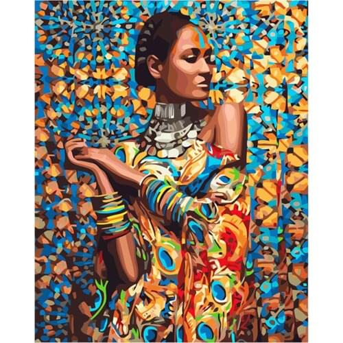 AMTMBS Picture By Numbers African Women Girl Drawing On Canvas HandPainted Art Portrait DIY Oil Paint By Numbers Home Decor