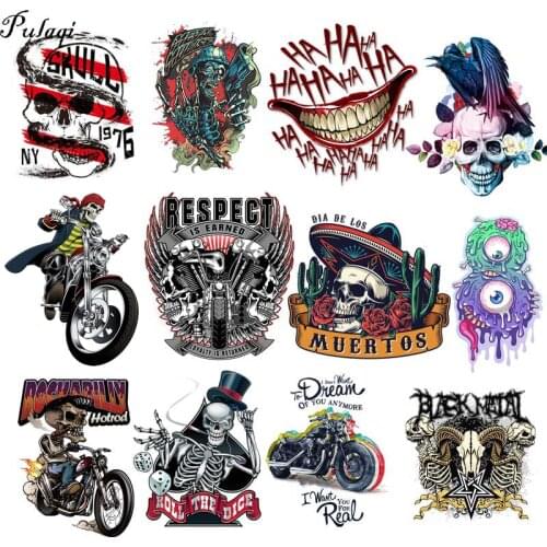 Pulaqi Hippie Thermo Stickers On Clothes Motorcycle Biker Patches For Clothes Big Patch Appliques Flowers Garment Accessories