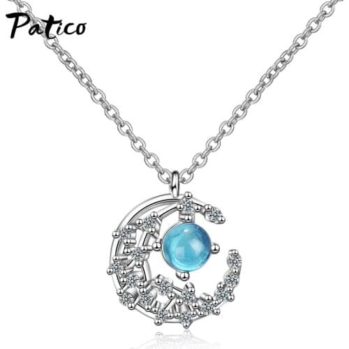 New Design AAA Zircon Moon Pendant Necklaces Charm 925 Sterling Silver Clavicle Chain Necklace Lucky Jewelry For Women Gifts
