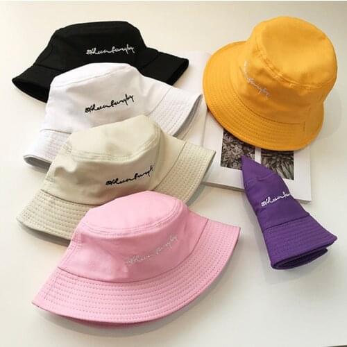 Unisex Embroidered daisies Foldable Bucket Hat Women Beach Sun Hat Street Headwear Fisherman Outdoor Cap Men and Woman Hatp