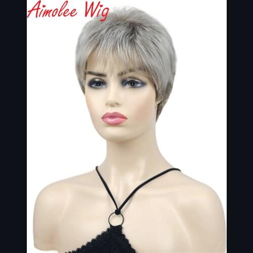 Aimolee Short Hais Synthetic Shaggy Hairstyle Layered Natural Fashion Bangs Wigs for Women
