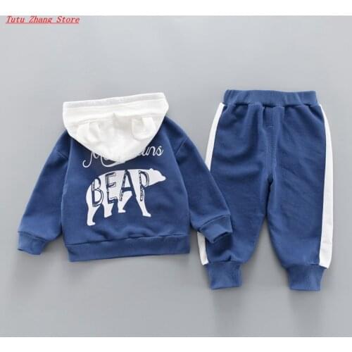 Toddler Autumn Baby Boy Hooded Sweatshirt Pants Clothing Set Long Sleeve Boys Kids Outfits Tracksuit Suits Children Clothes 0-5Y