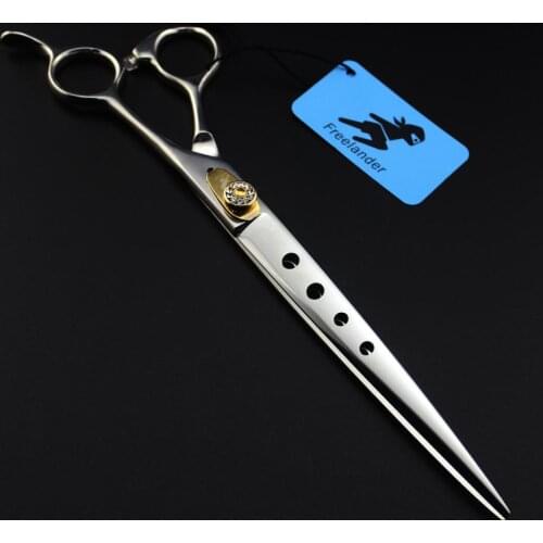 8 inch Professional dog grooming for maltese pet groom 440C hole cutting scissors groomer cutting shears cats big animal tijeras